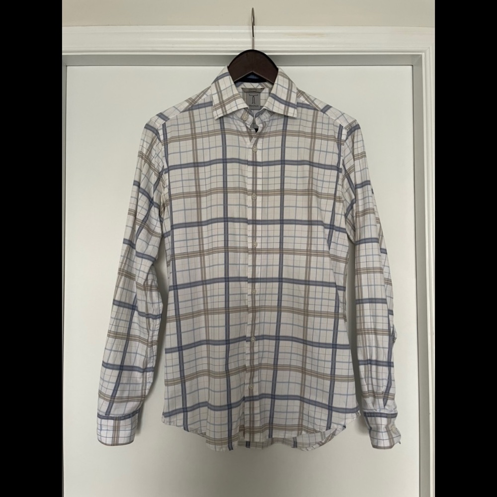 Tristan White Plaid Collared Shirt